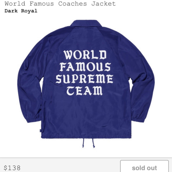 Supreme "World Famous" Coach Jacket Dark Royal