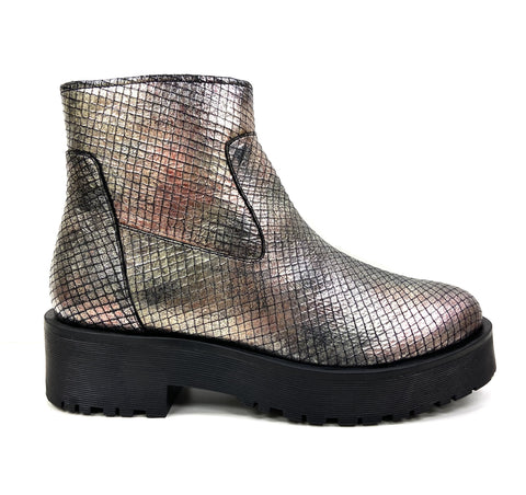 Color Snakeskin Ankle Boot