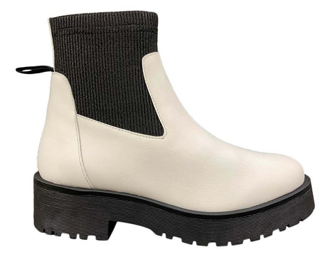 White leather chelsea ankle boot