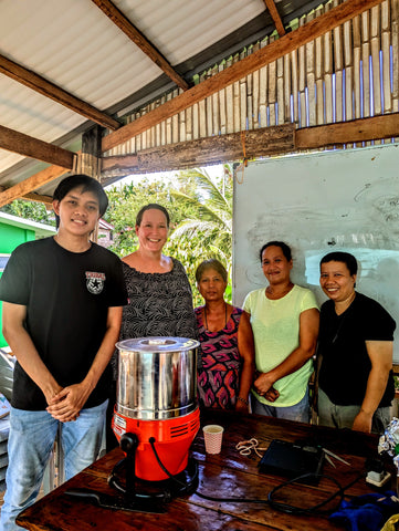 We borrowed a Chocolate Refiner to make chocolate and train the new chocolate makers in the Philippines.
