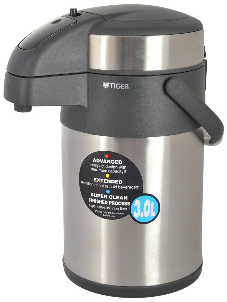 Tiger Vacuum insulated Stainless Steel double wall Air Pump Jug, 3 Litre, Silver