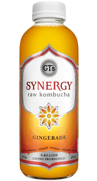 Gingerade SYNERGY Raw Kombucha bottle