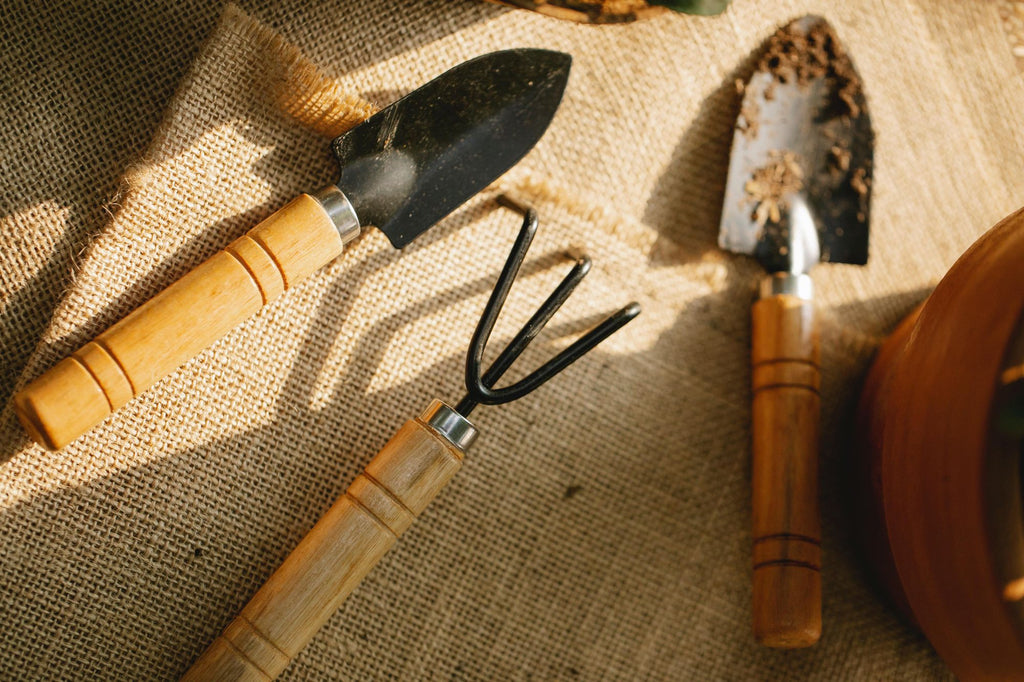 Closeup of gardening tools