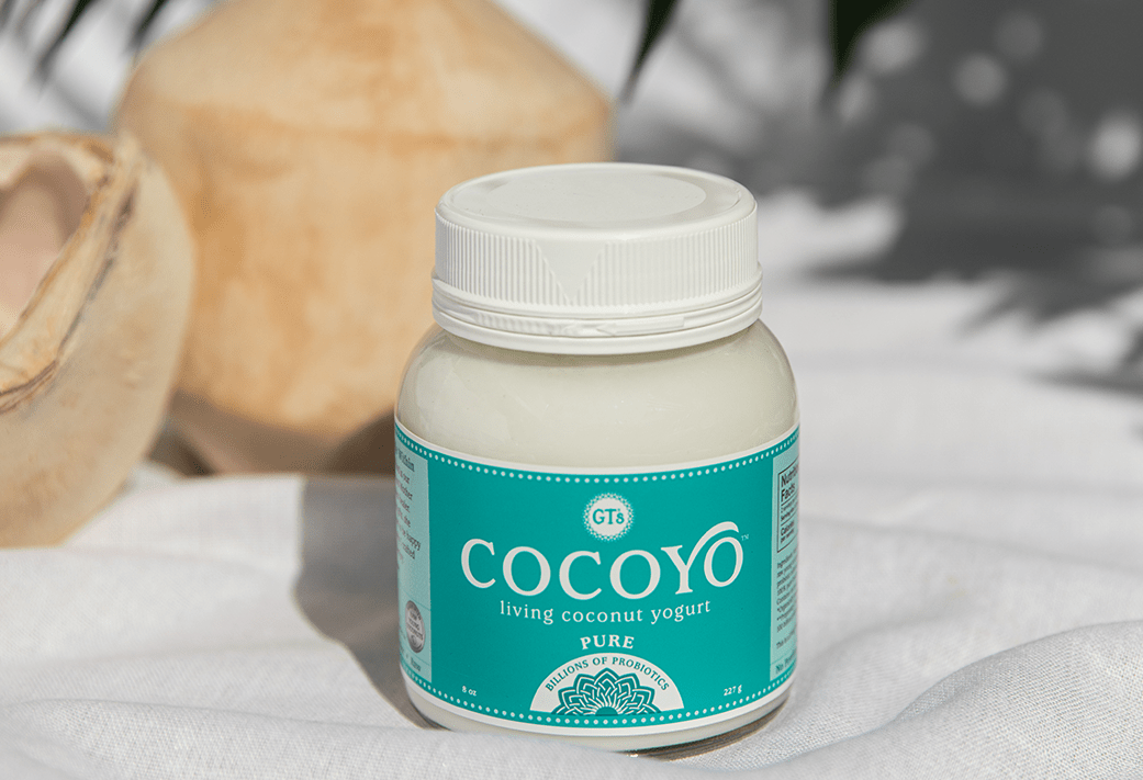 Closeup of jar of GT's COCOYO Pure