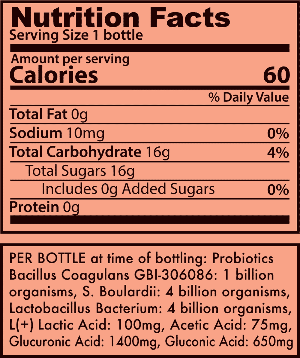 gt synergy kombucha nutrition facts