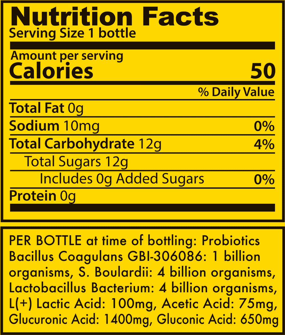 synergy kombucha nutrition facts