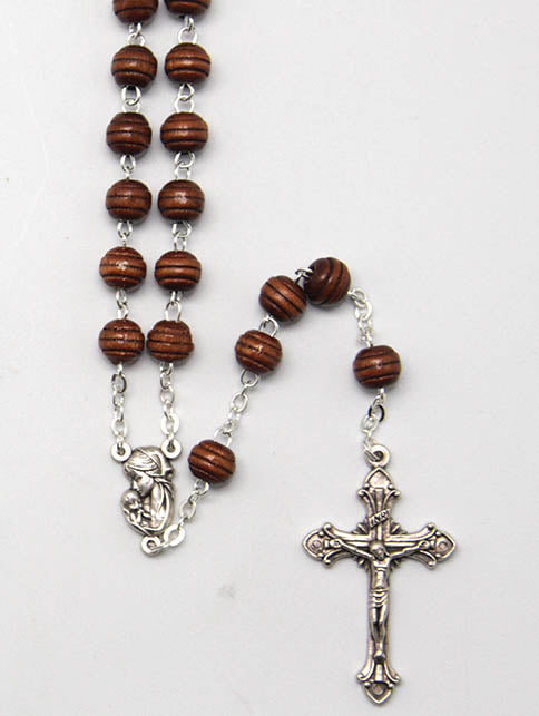 Wood Carpino Bead Rosary - Black / Brown