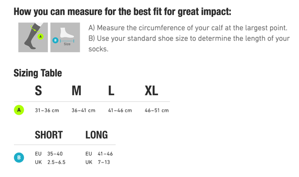 Bauerfeind Sports Compression Socks Run & Walk Size Chart