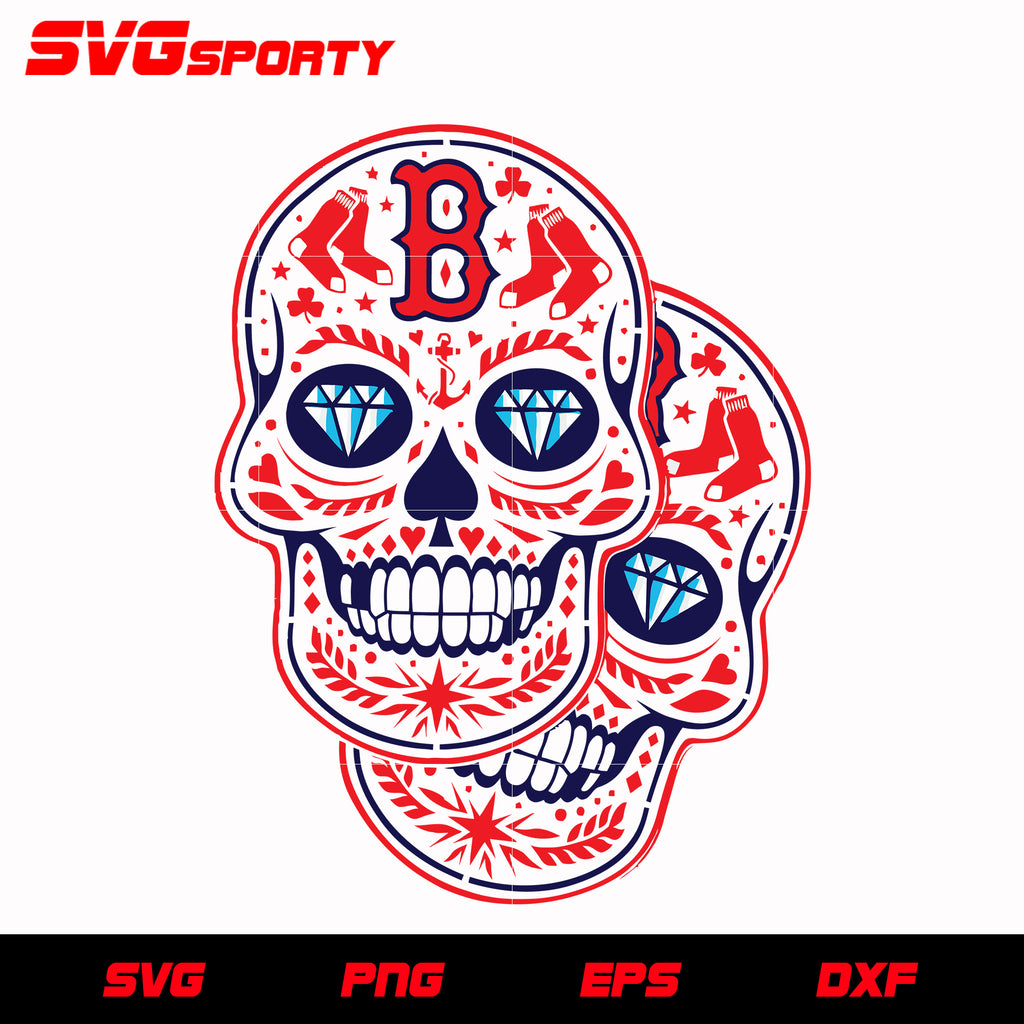 Boston Redsox Skull 2 Svg Mlb Svg Eps Dxf Png Digital File For Cu Svg Sporty