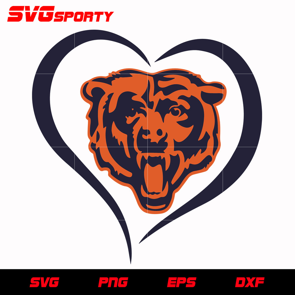 Chicago Bears Heart Svg Nfl Svg Eps Dxf Png Digital File Svg Sporty
