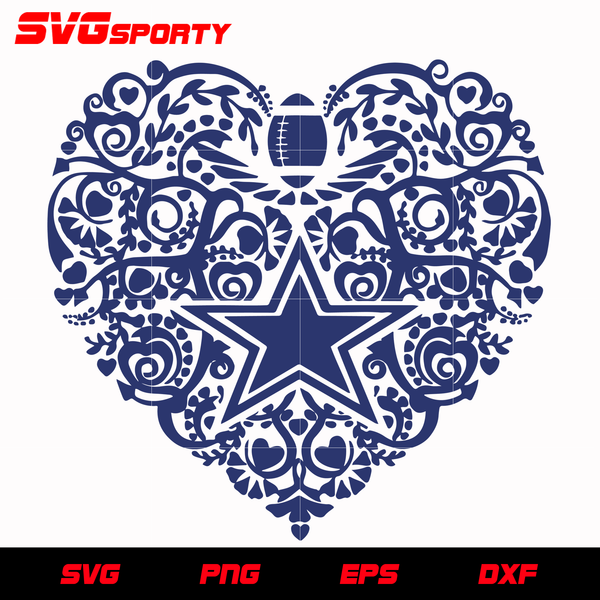Download Dallas Cowboys Heart Svg Nfl Svg Eps Dxf Png Digital File Svg Sporty