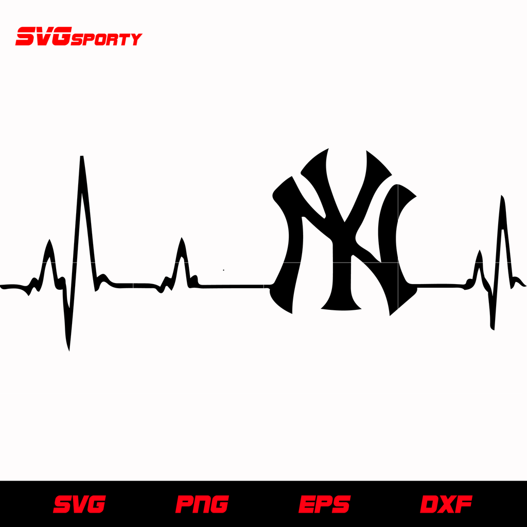 Download New York Yankees Heart Beat Svg Mlb Svg Eps Dxf Png Digital File Svg Sporty