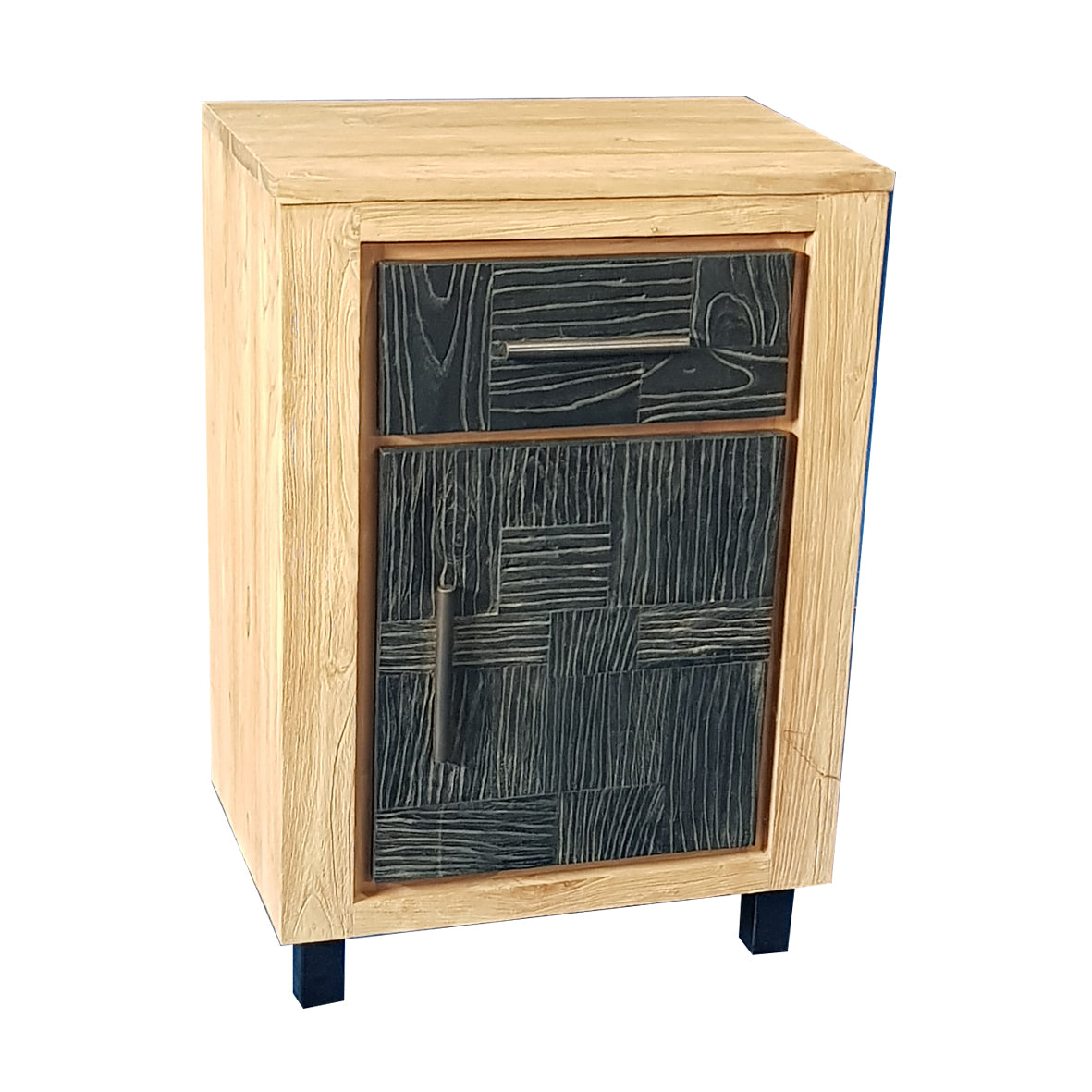 Commode 1 drawer + 1 door Crafted from Natural and Black – Xevalia