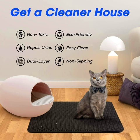 Foldable Pet Silicone Control Sand Mat Cat Litter Mat Waterproof Bottom  Layer Easy Cleaning Litter Mats, Size:530×380×6mm(Creamy-white)