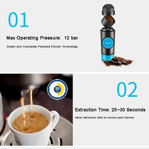 Portable Coffee Machine Mini Electric Espresso Powder Capsule