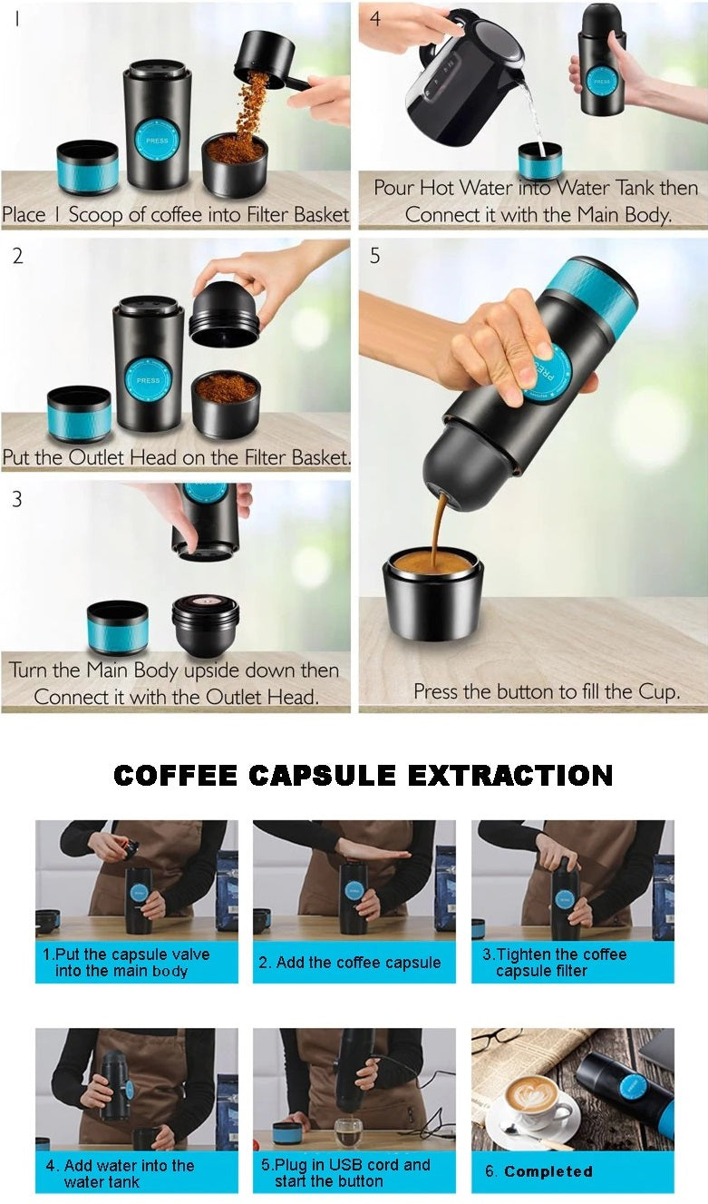 Barista Flip 2-in-1 Capsule & Ground Portable Mini Espresso Coffee Mac –  GoatyGoaty