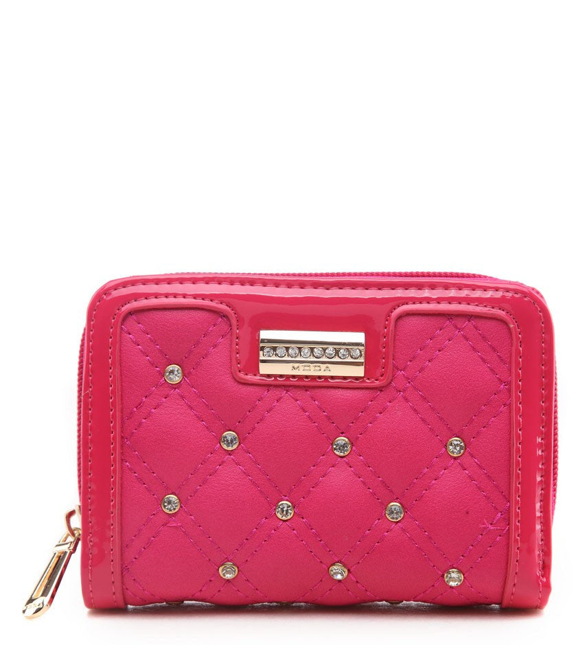 Cleo Mini Fuchsia Pink Diamante Stud Purse - Bag Envy