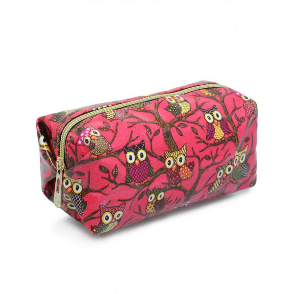 Sweet Owl Cosmetic Purse In Dark Pink - Bag Envy