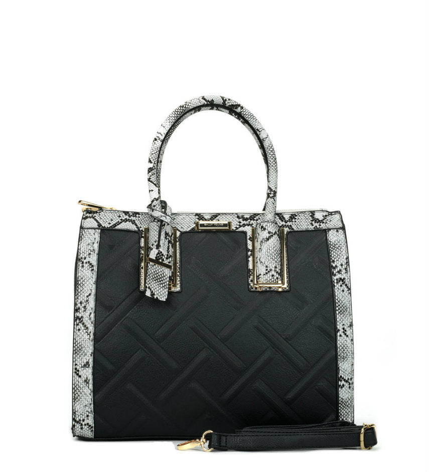 black snakeskin tote bag