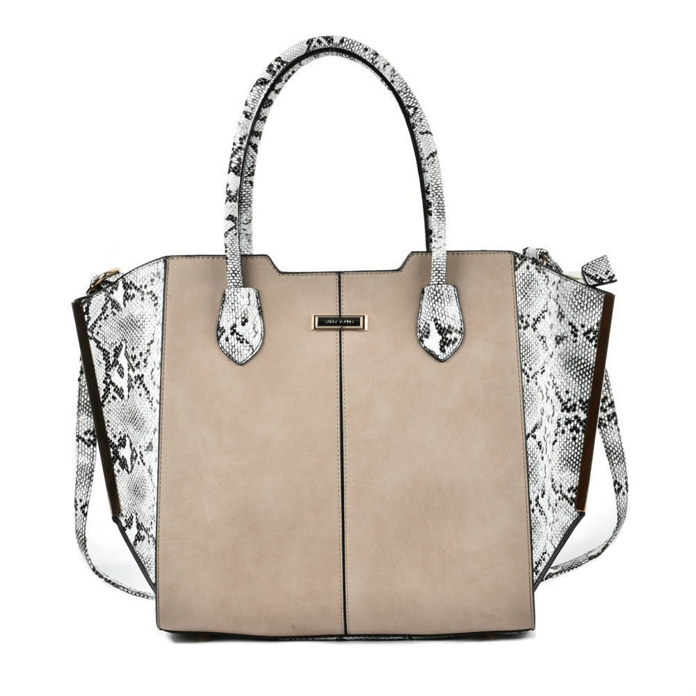 Venomous Beige Snakeskin Winged Tote Bag - Bag Envy