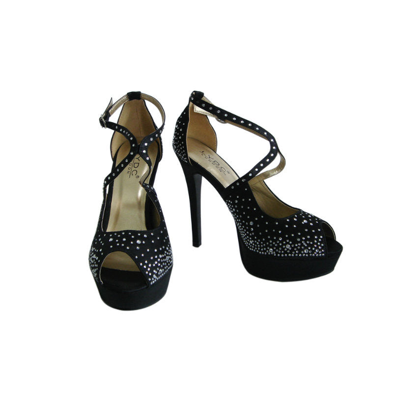 black diamante platform heels