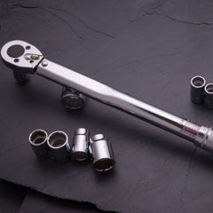 Torque wrench. Use it to torque your wheel lug nuts or bolts to the manufacturer's specs.