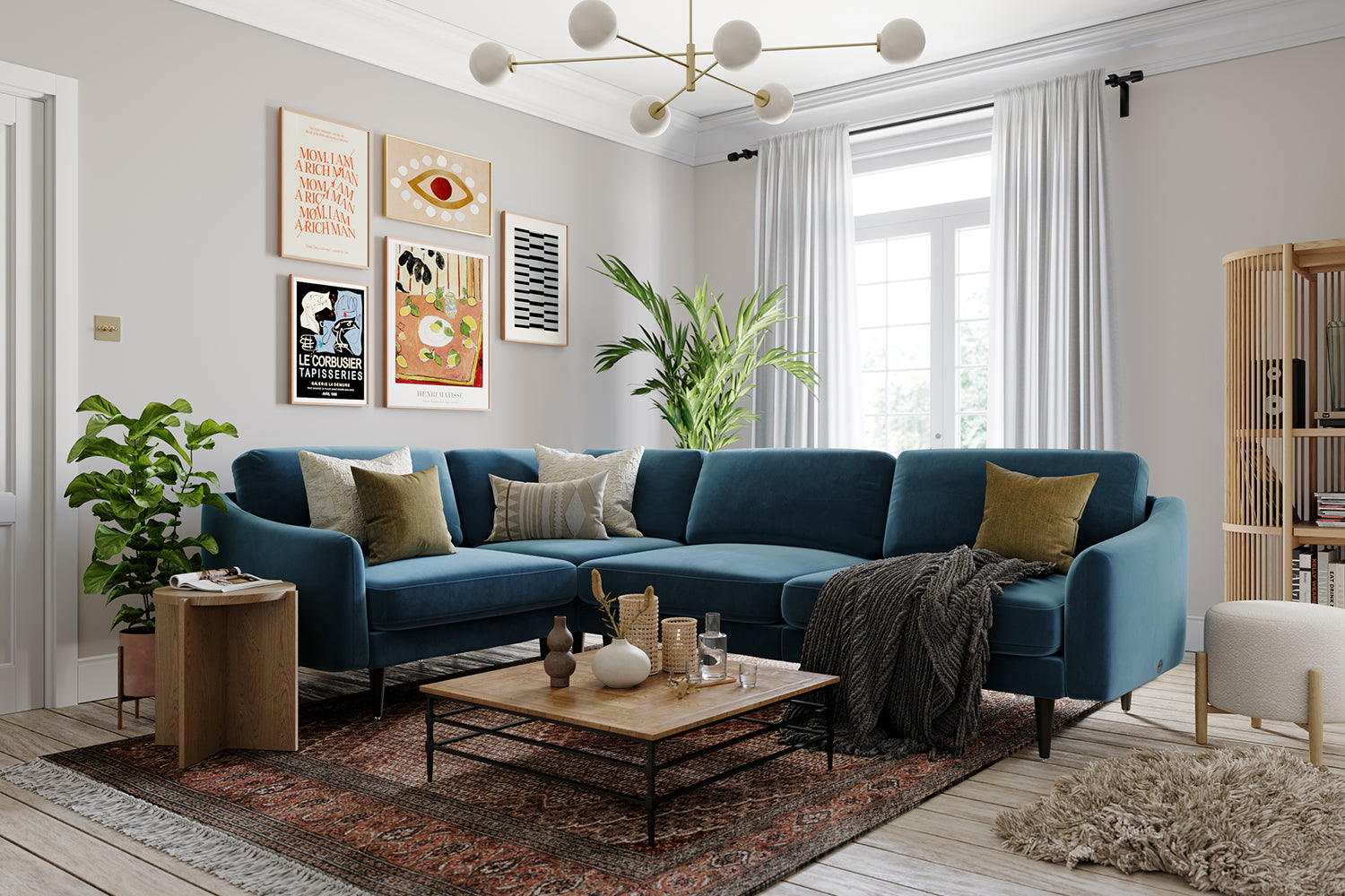 The Rebel Medium Corner Sofa Blue Steel