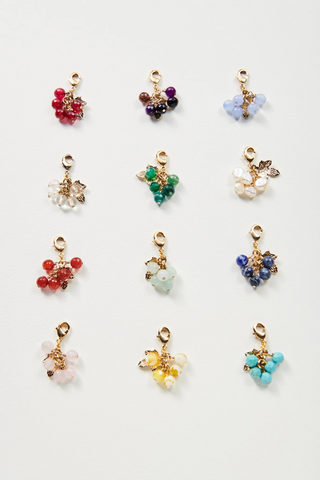 semi precious birthstone charms including garnet, amethyst and quartz