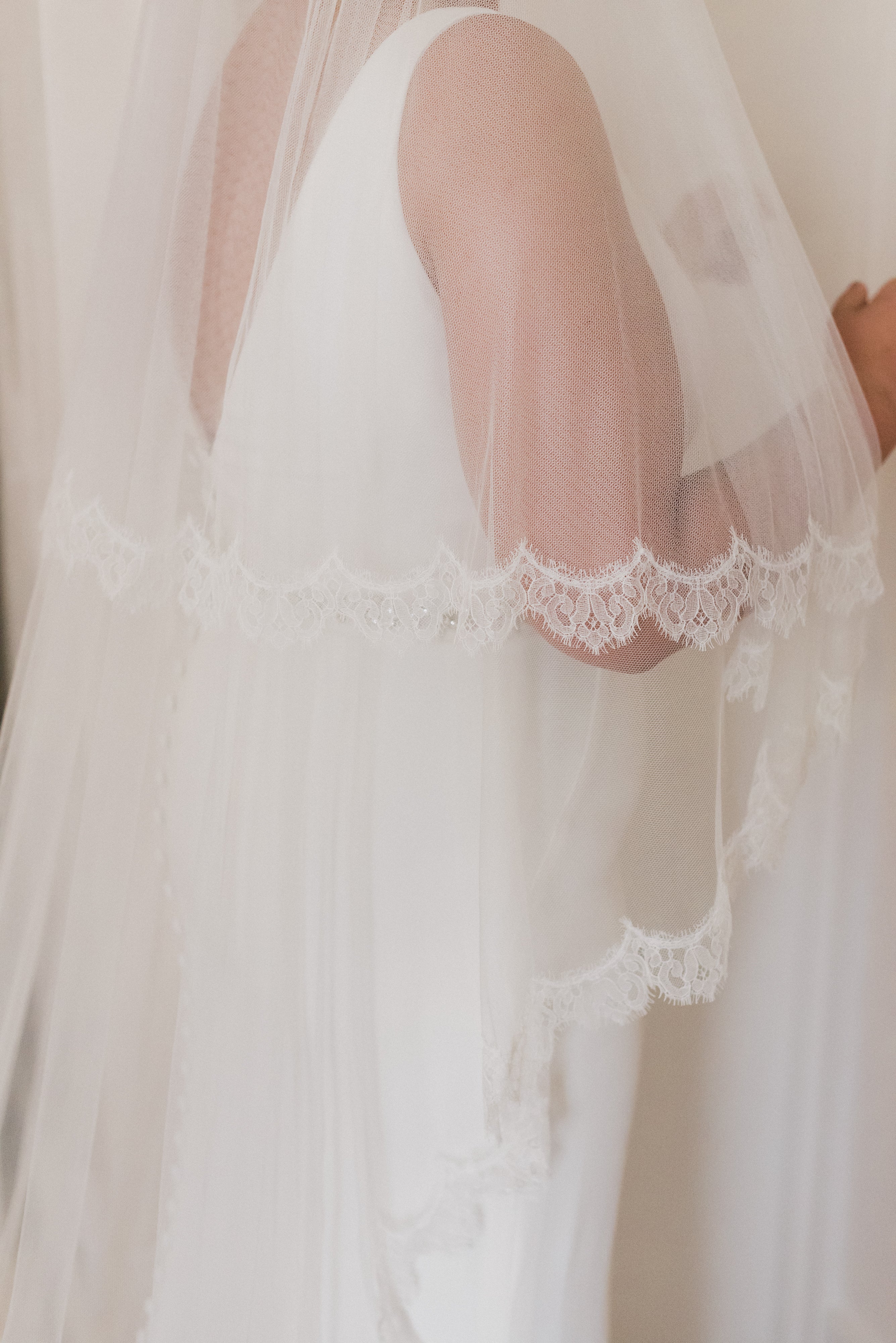 two tier silk style wedding veil eyelash lace
