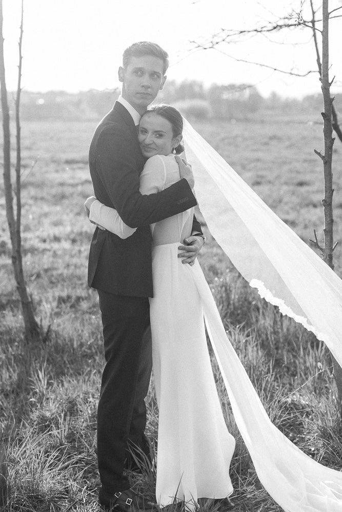 Bespoke crisp silk barely there veil with Cali lace - Britten Bride - Paulina