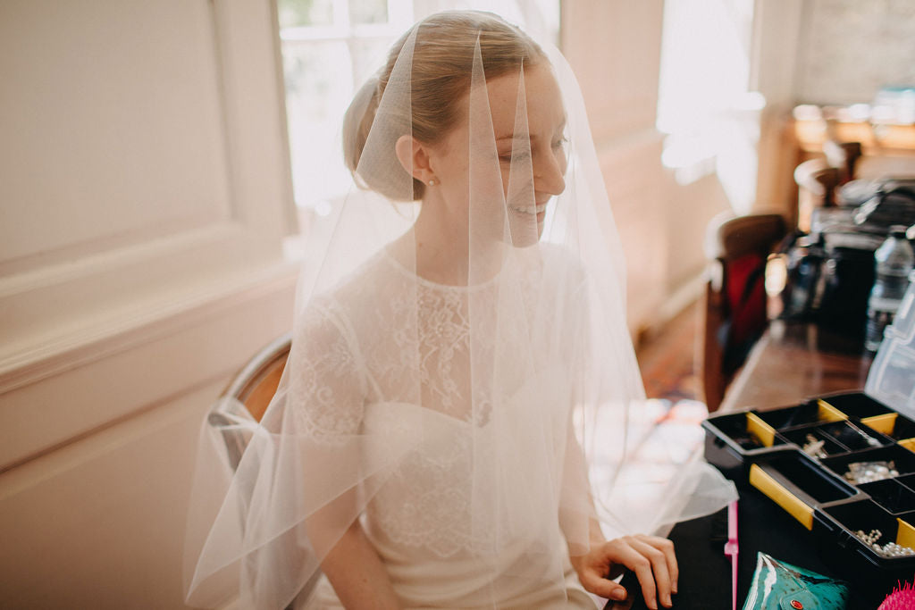 Bespoke drop veil with silk flowers - Fiore - Britten Bride - Claire