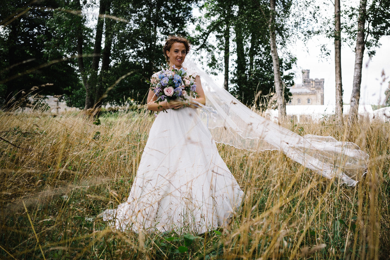 Real Bride | Tabitha Gown | Bespoke Embroidered Wedding veil, Flora Ha ...