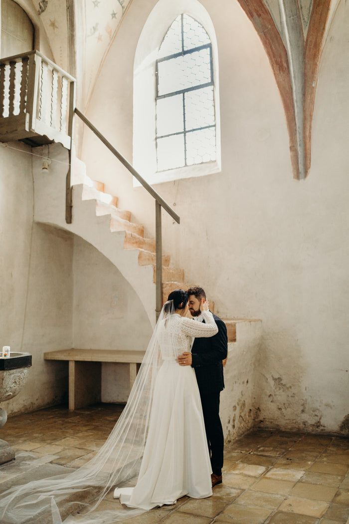 Church Length Barely There Wedding Veil | Skylar | Britten Bride | Corina