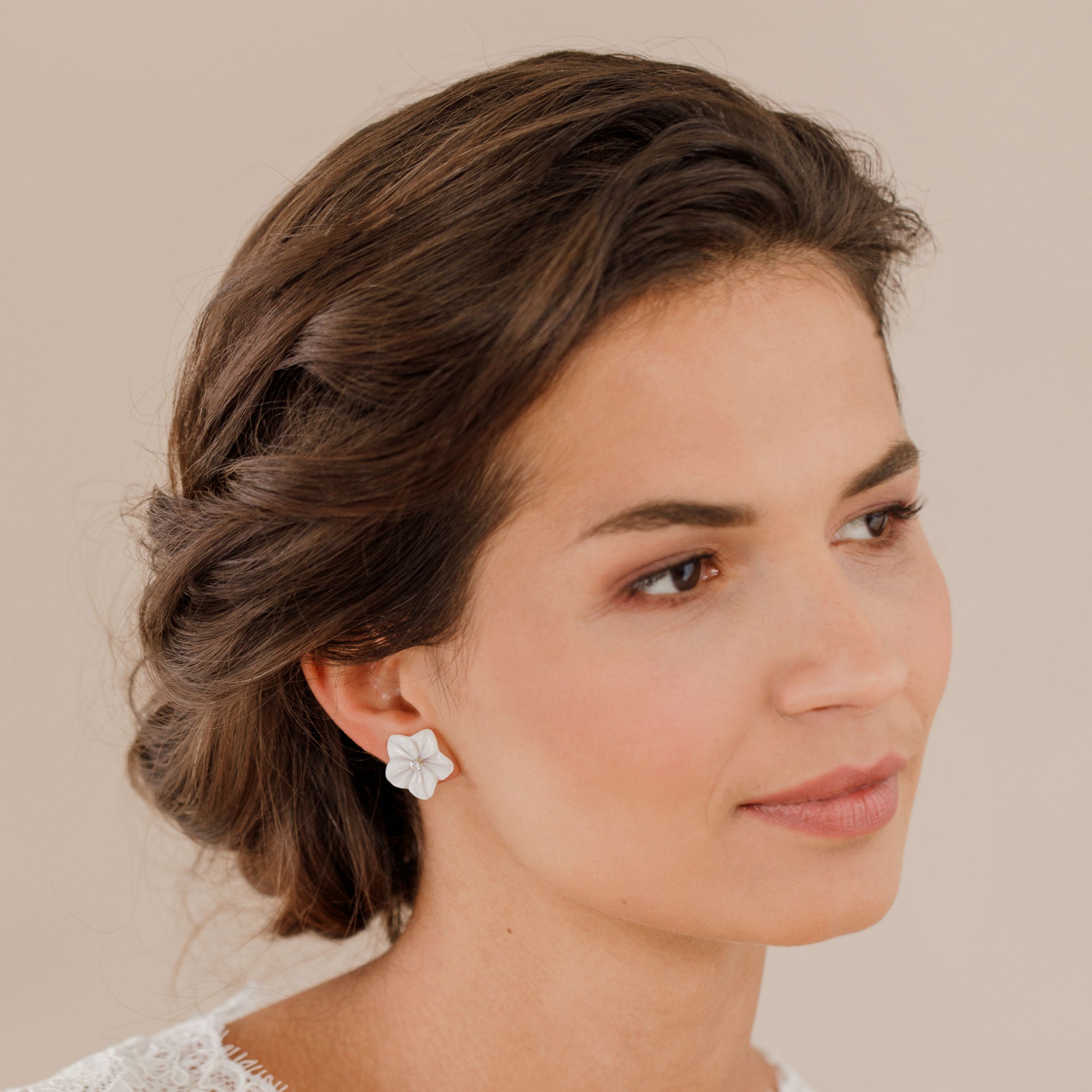 shell flower bridal earrings