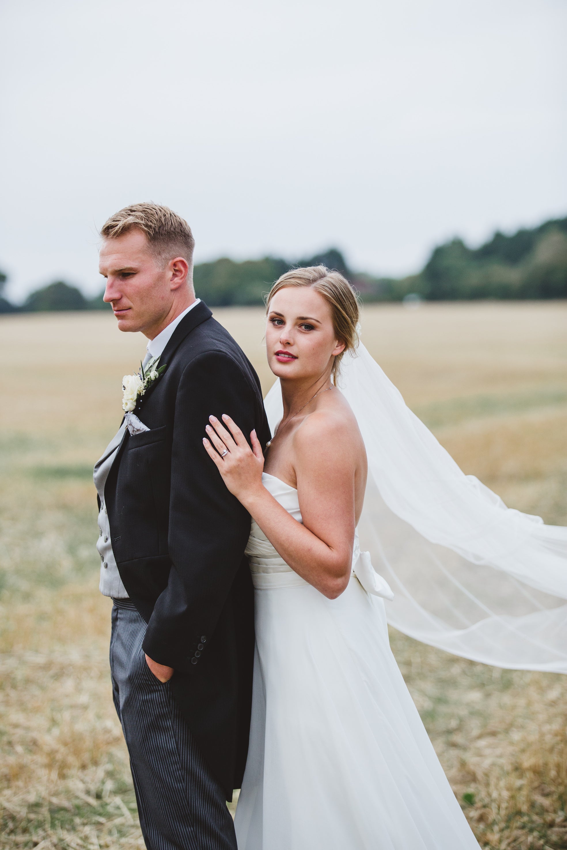 Cut edge silk style wedding veil with extra long blusher - Layla - Britten Bride - Brooke