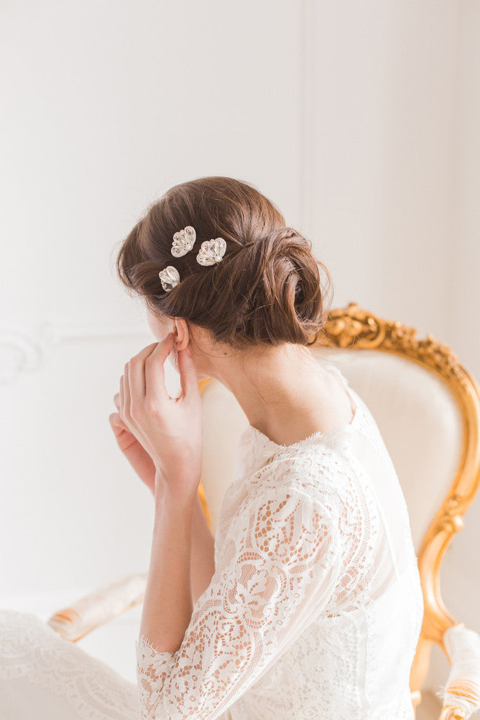 Deco gold wedding hair pins