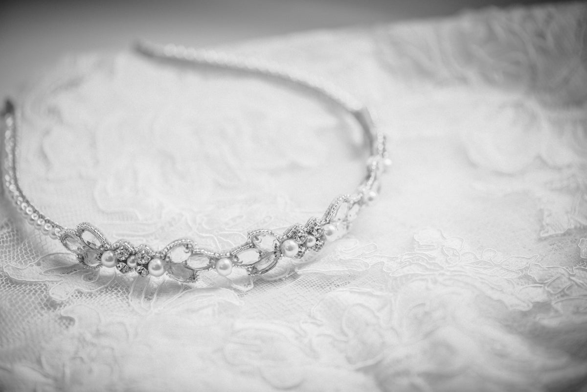 crystal and pearl wedding headband
