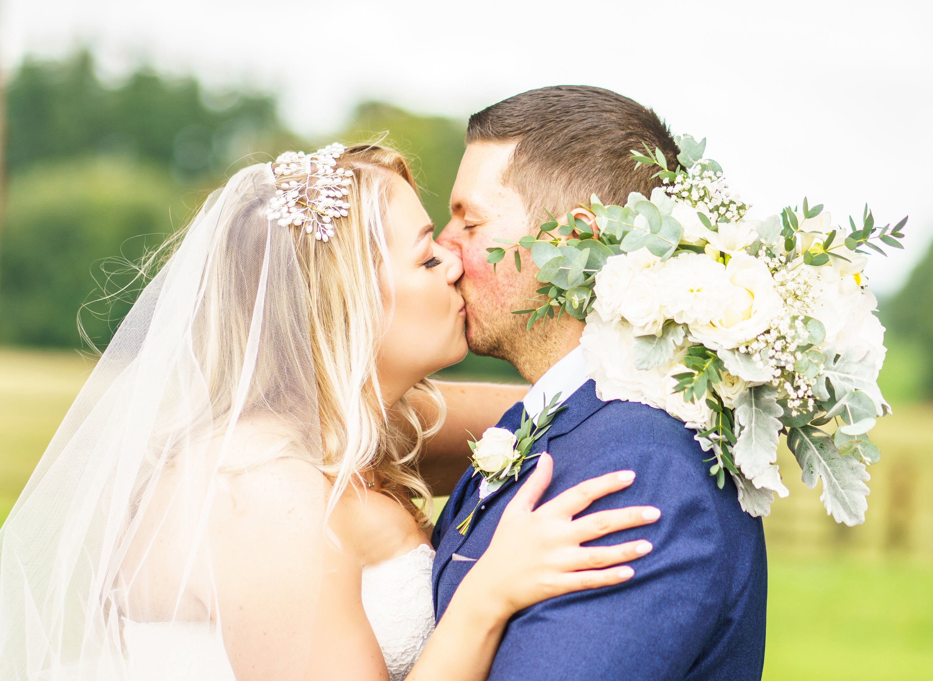 Lace Flower Motif Train Wedding Veil | Amara | Britten Bride | Claire