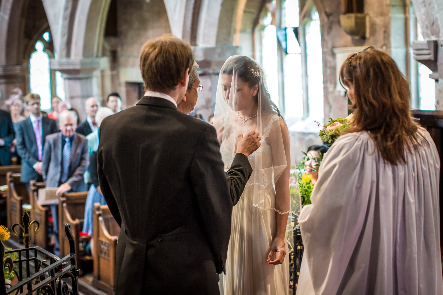 two tier lace edge wedding veil