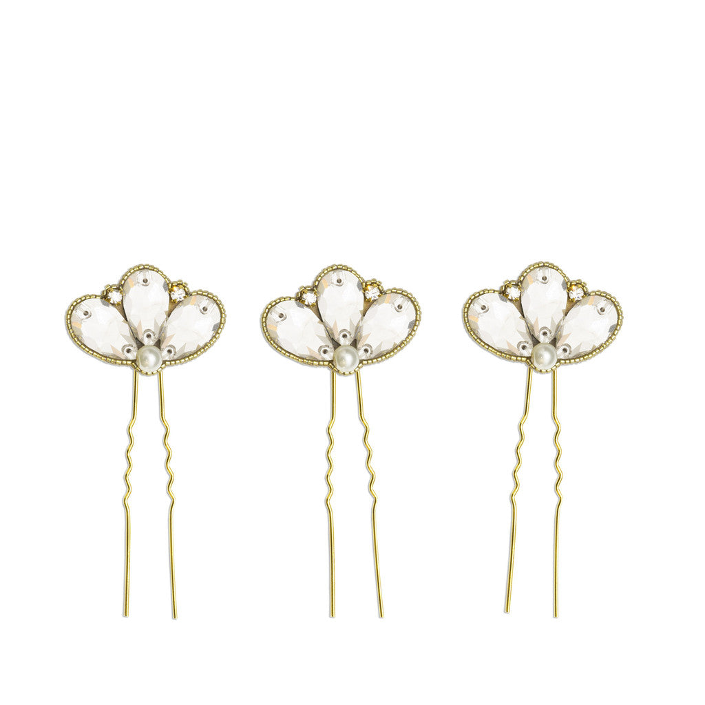 Gold art deco hair pins