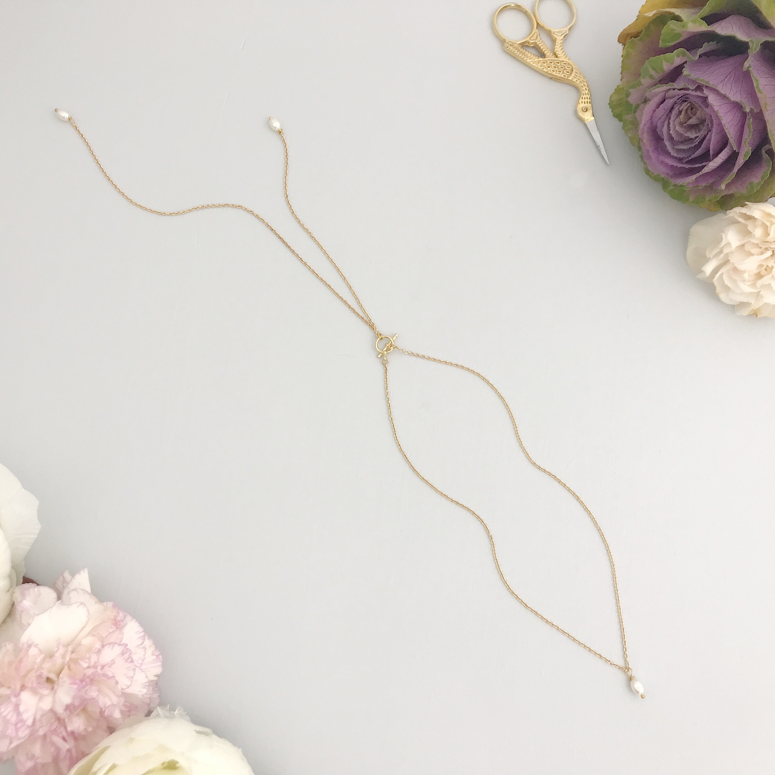 gold pearl lariat necklace