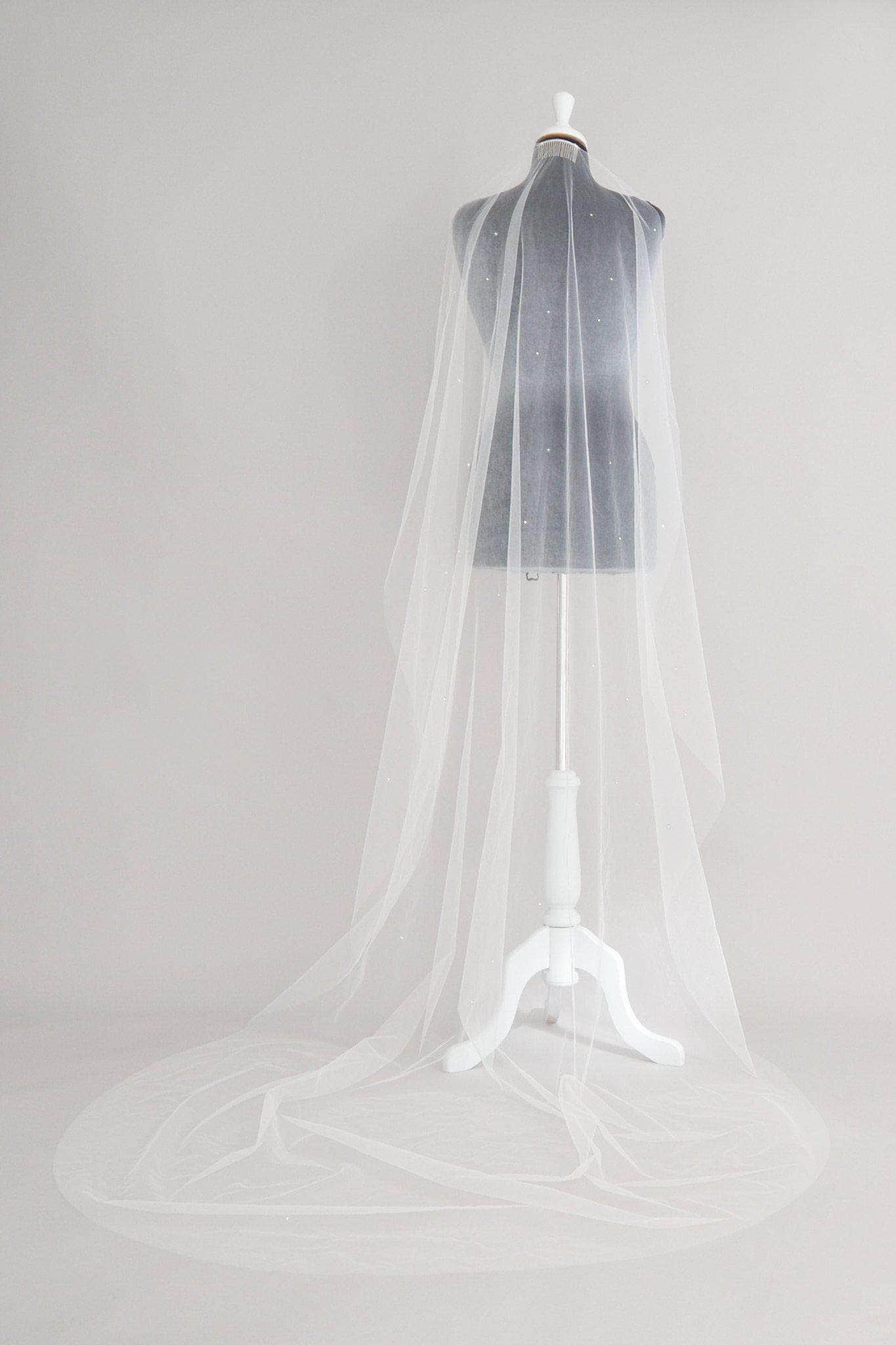 Crystal Scatter Barely There Wedding Veil In Illusion Tulle