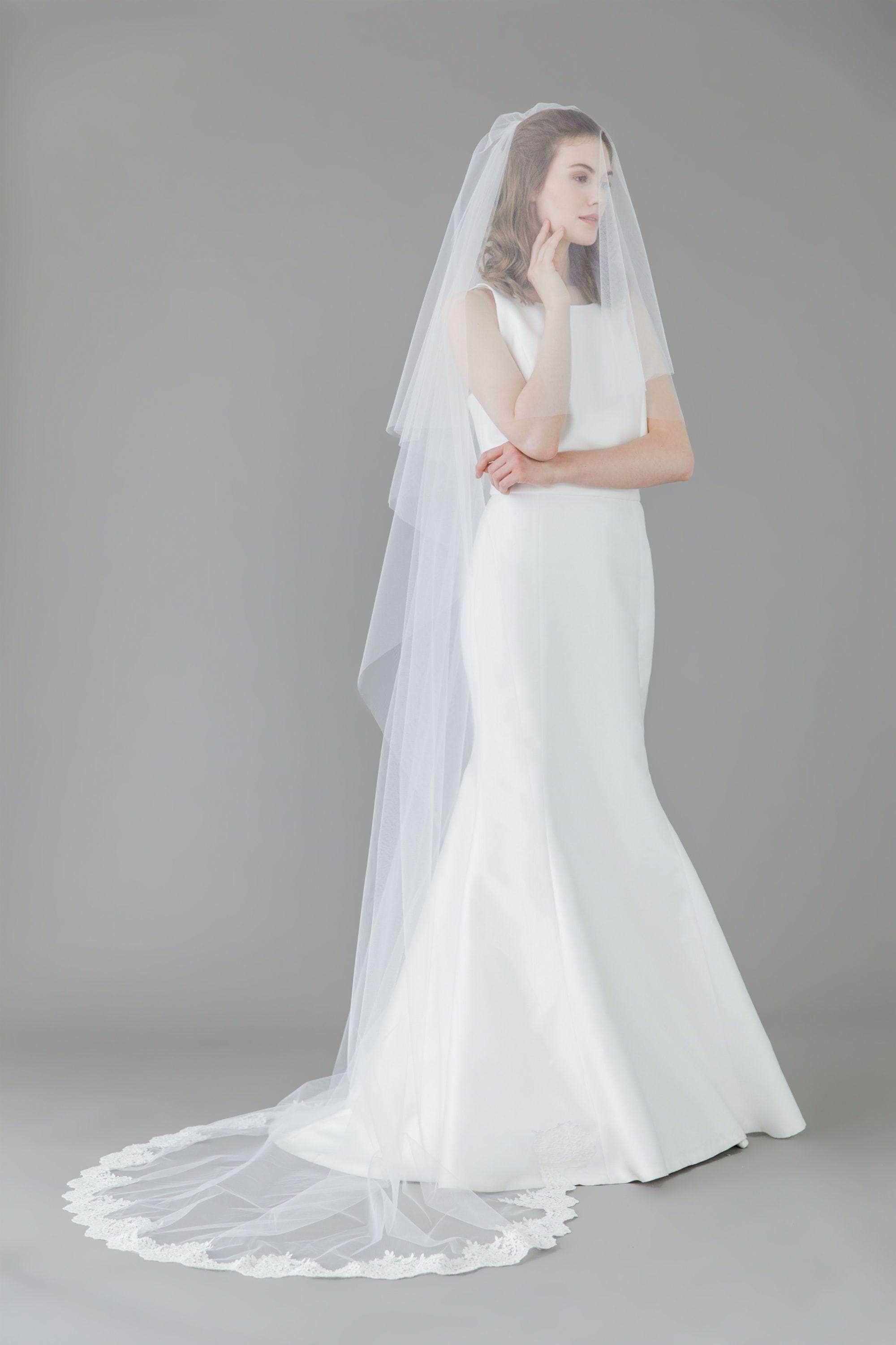 lace ivory wedding veil