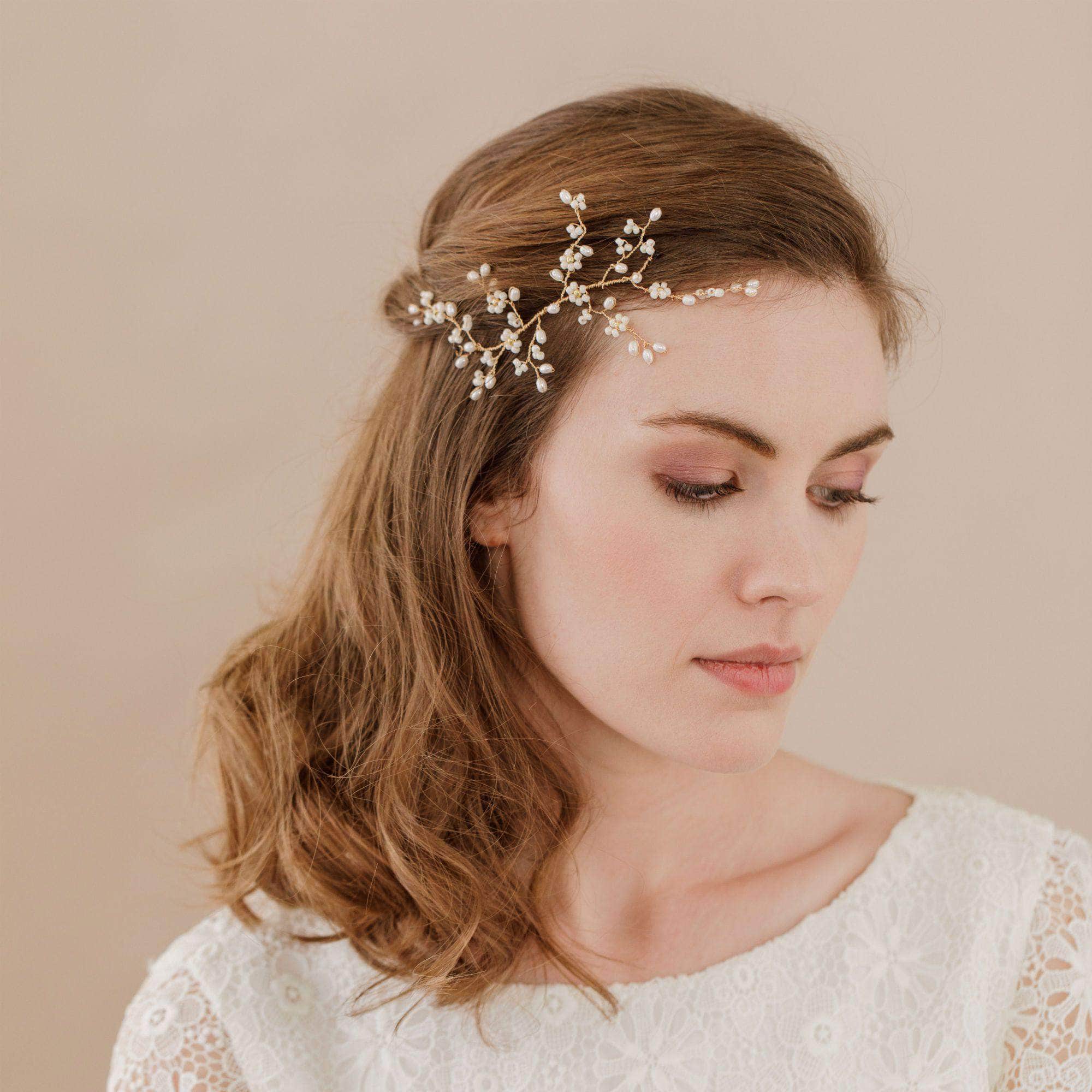 Gold floral medium hair centrepiece - 'Flora' | Britten Weddings