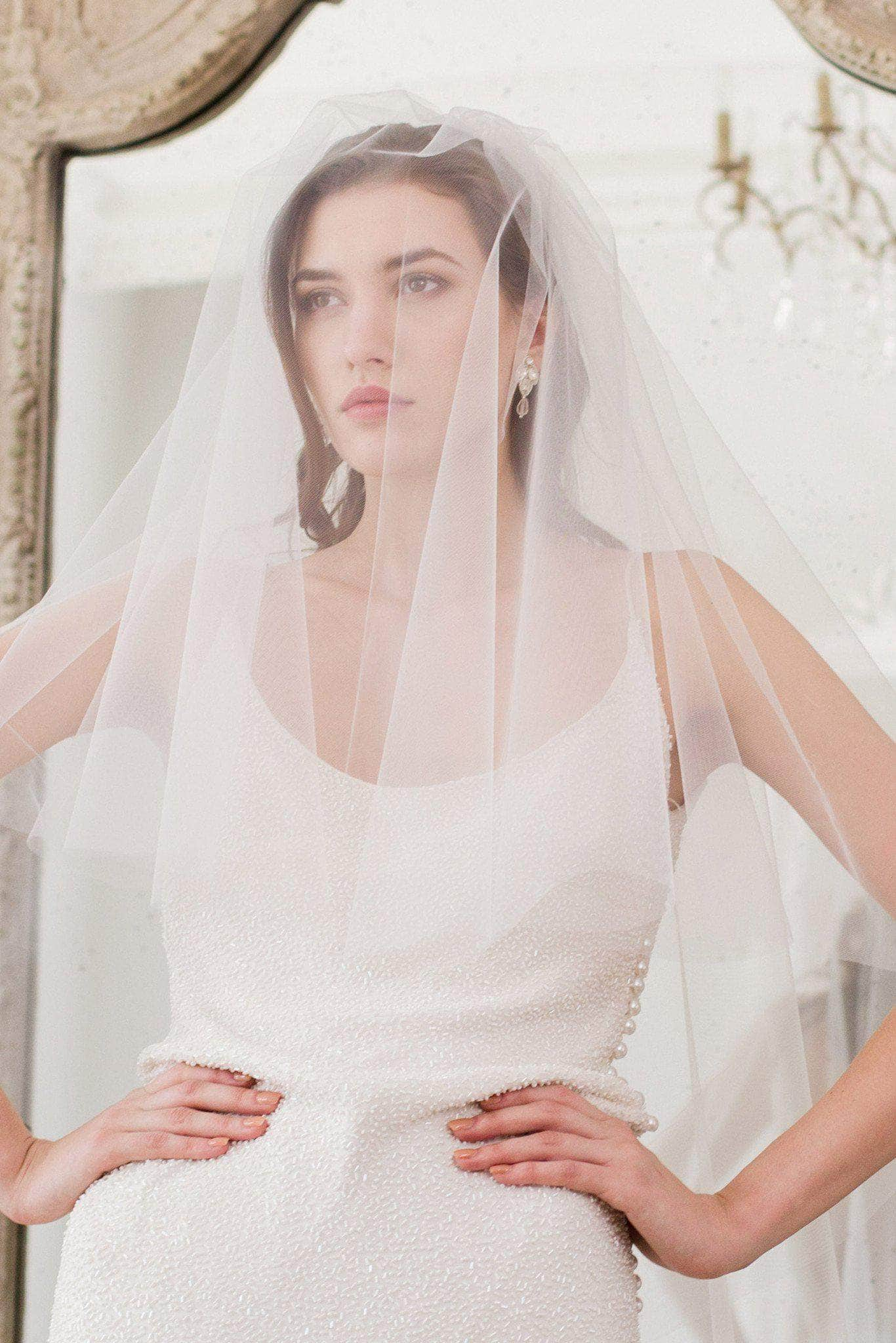 What is a Two Tier Veil? | Fingertip Length Two Tier Cut Edge Wedding Veil - 'Saria' | Britten Weddings