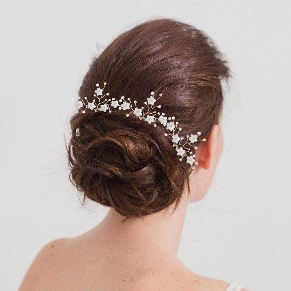 Silver Flower Spray Wedding Hair Pins X3 Jasmine