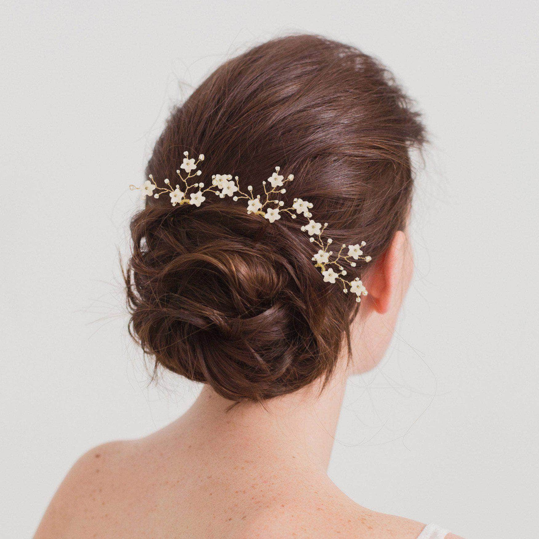 Gold Flower Wedding Hair Pins X3 Jasmine Britten Weddings 