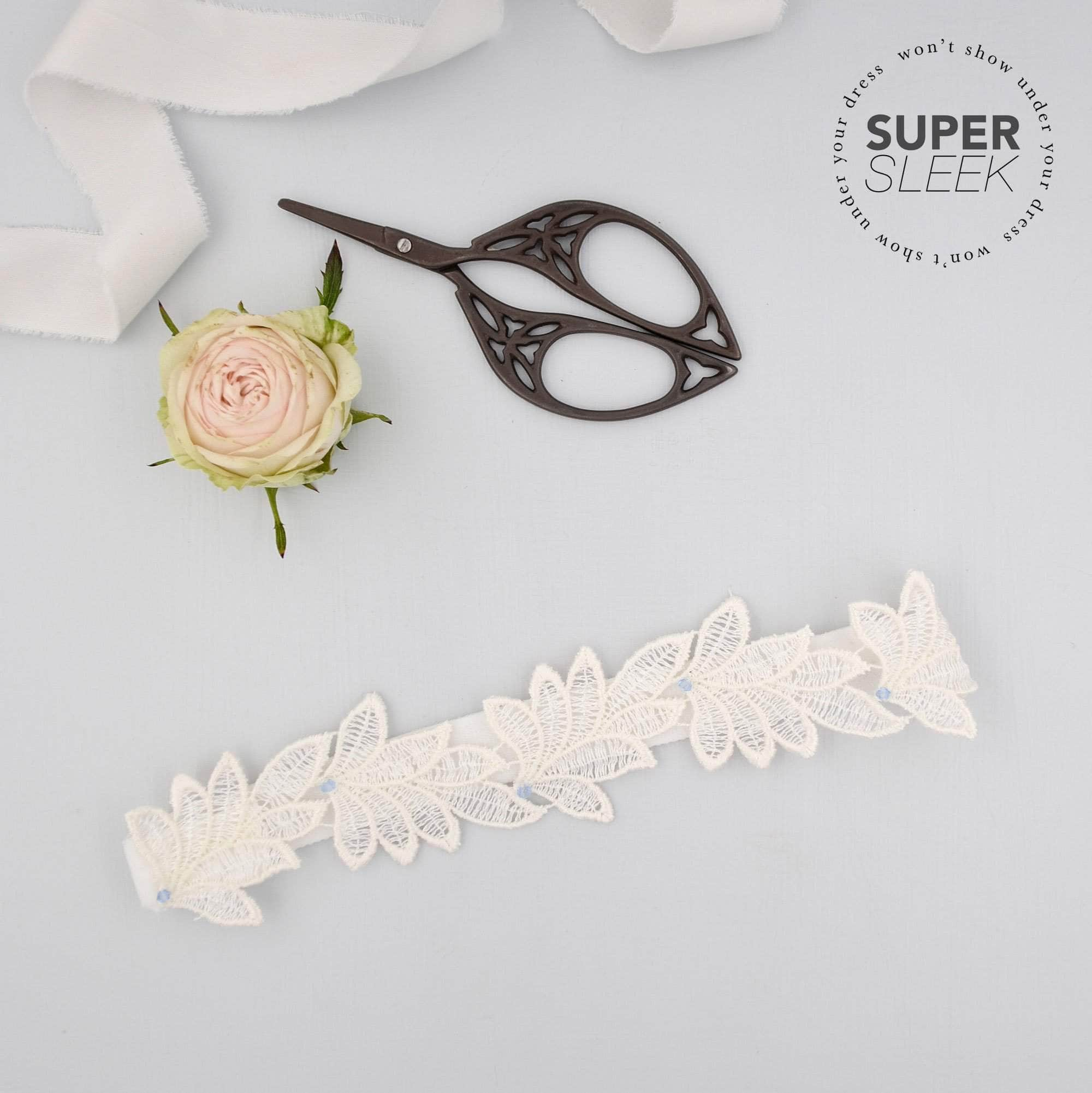 Bridal Garter Set Super Sleek Lace Leaf Wedding Garter And