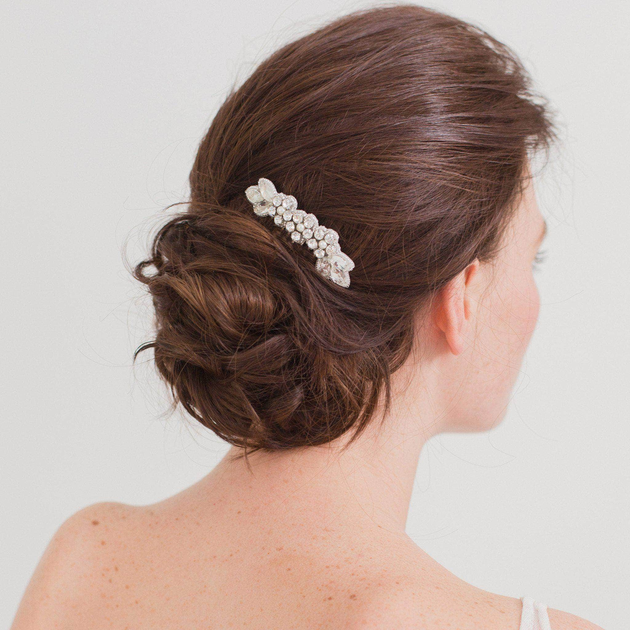 Silver wedding hair comb with super sparkle centre - 'Livia' | Britten Weddings