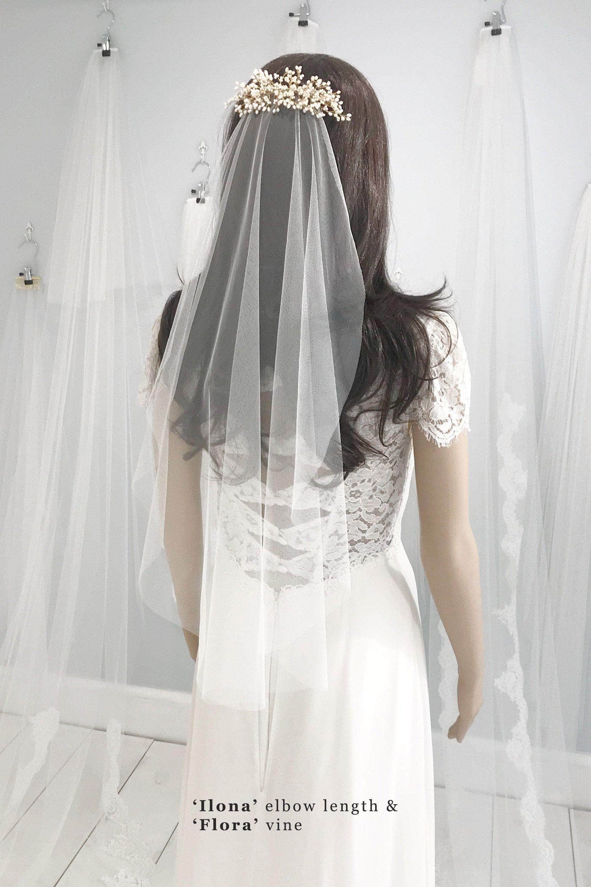 WEEPING CHERRY | embellished short wedding veil